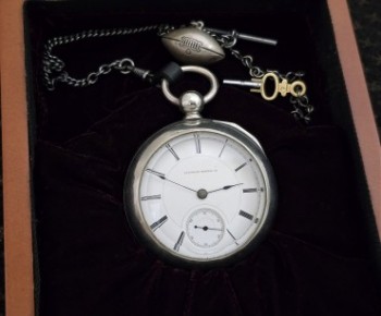 Men’s 1882 Illinois Pocket Watch w/Sterling Chain, Fob