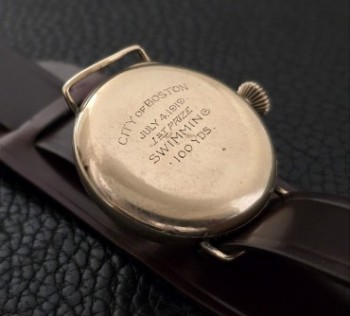 Men’s 1919 Elgin Watch w/Shrapnel Guard, Boston Award