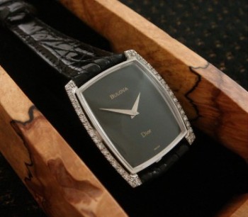 Men’s 1972 Bulova Dior White Gold & Diamonds Watch