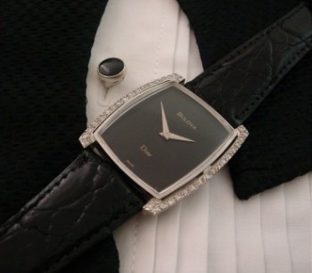 Men’s 1972 Bulova Dior White Gold & Diamonds Watch