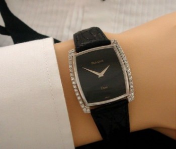 Men’s 1972 Bulova Dior White Gold & Diamonds Watch