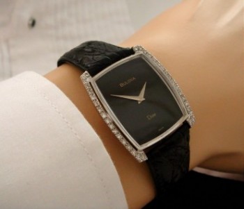 Men’s 1972 Bulova Dior White Gold & Diamonds Watch