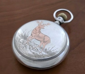 Men’s 1911 Illinois Railroad Pocket Watch w/Stag