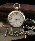 Men's 1882 Illinois Pocket Watch w/Sterling Chain, Fob