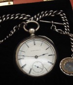 Men's 1882 Illinois Pocket Watch w/Sterling Chain, Fob