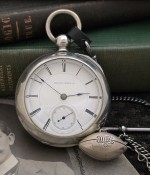 Men's 1882 Illinois Pocket Watch w/Sterling Chain, Fob